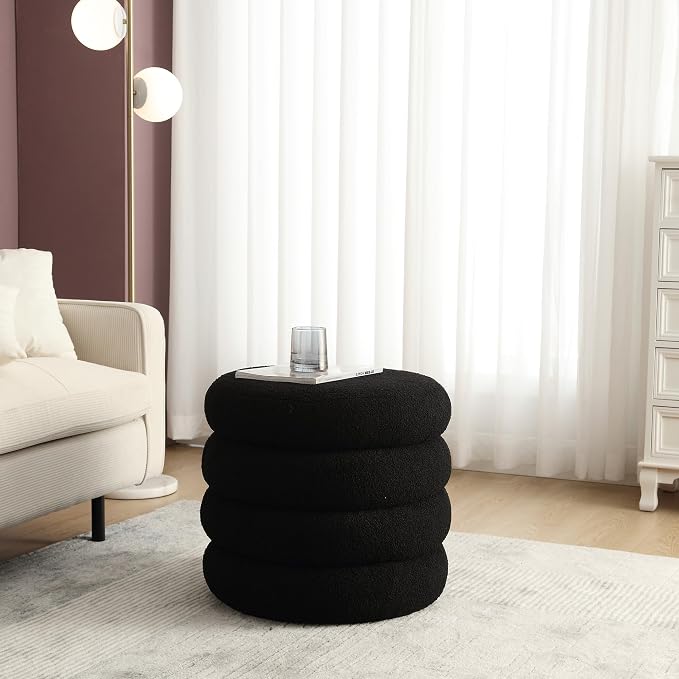 Flouki 19.5" Storage Ottoman Round, Vanity Stools - Image 7