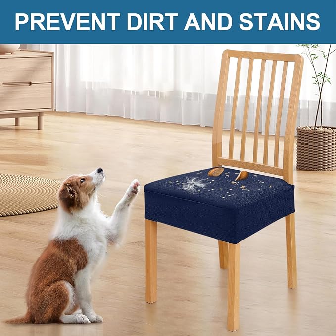 Smiry Waterproof Seat Covers for Dining Room Chairs Set of 2, Stretch Jacquard - Image 6