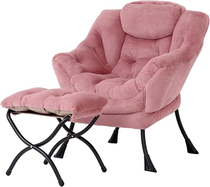 Welnow Lazy Chair with Ottoman, Modern Accent Chair with Armrests and a Side by LifeGetsBetterWithWelnow