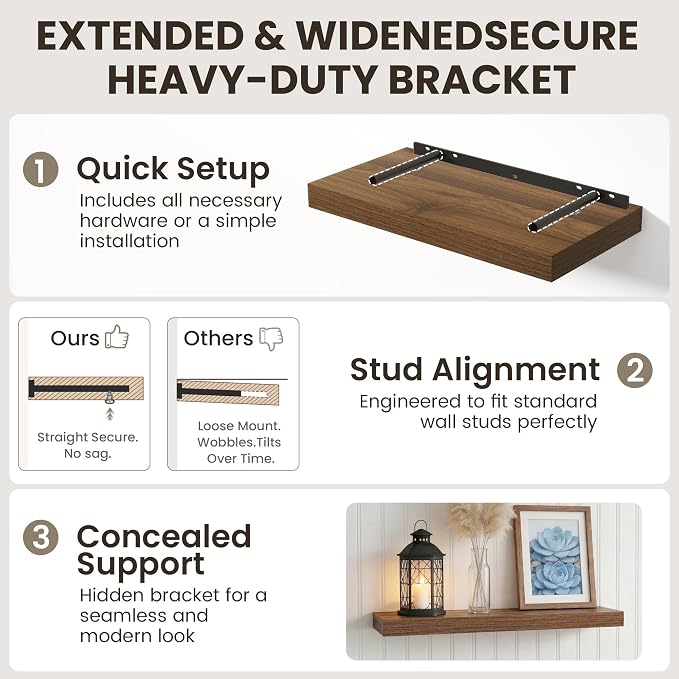 Dreamland 48 inch Floating Shelves, Rustic Wood Floating Wall Shelf - Image 4