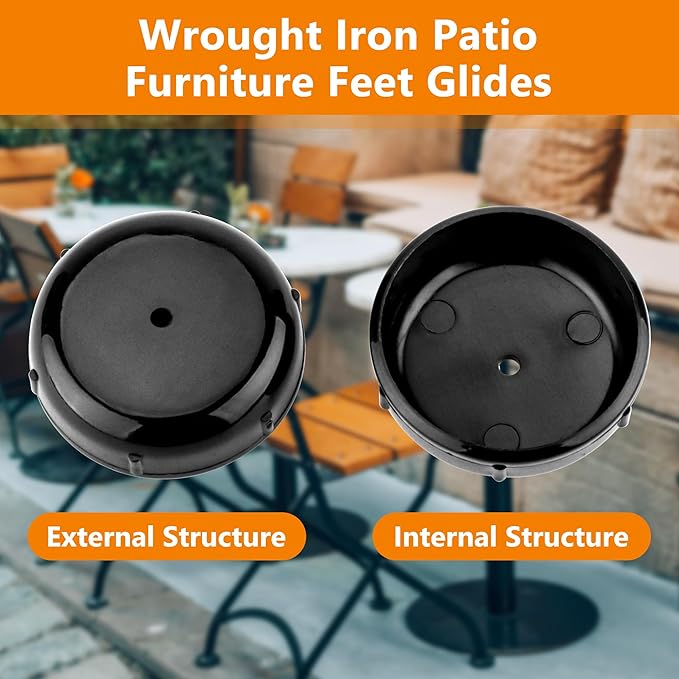 24-Pack Wrought Iron Patio Furniture Feet Caps 1-1/2 Inch Plastic Outdoor Patio - Image 3