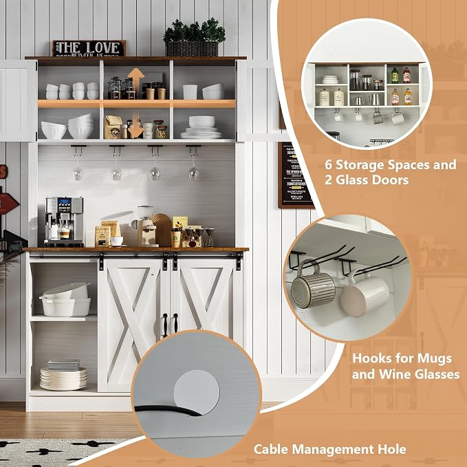 4ever2buy Farmhouse Coffee Bar Cabinet - Image 3