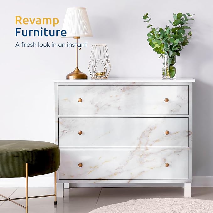 rabbitgoo Glossy Marble Contact Paper Peel and Stick Wallpaper 23.6" X 196.8" - Image 3