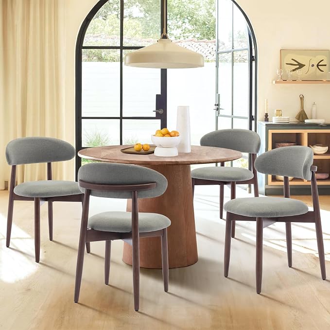 COLAMY Wooden Dining Room Chairs Set of 6, Modern Upholstered Fabric Dining - Image 3