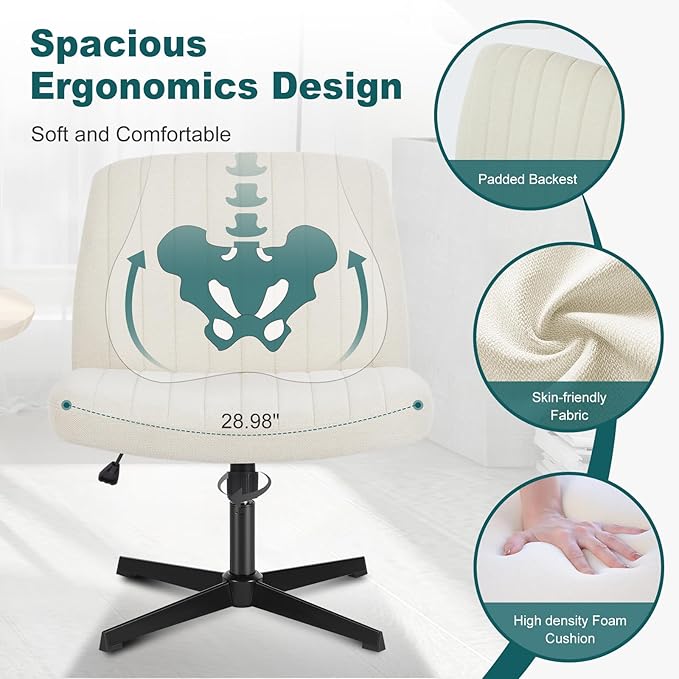 OLIXIS Criss Cross Legged Chairs Armless No Wheels Wide Seat Height Adjustable - Image 3