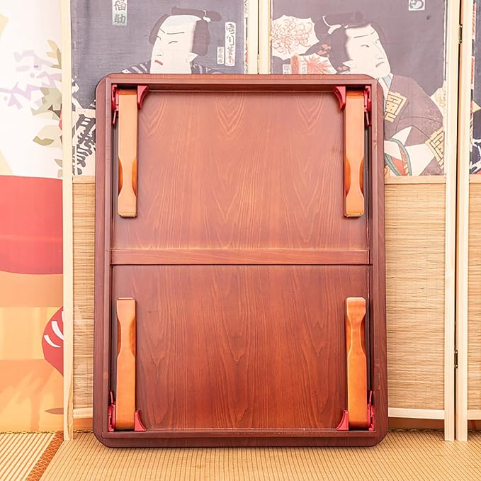Folding Coffee Table, Japanese-Style Square Low Wood Table, - Image 3