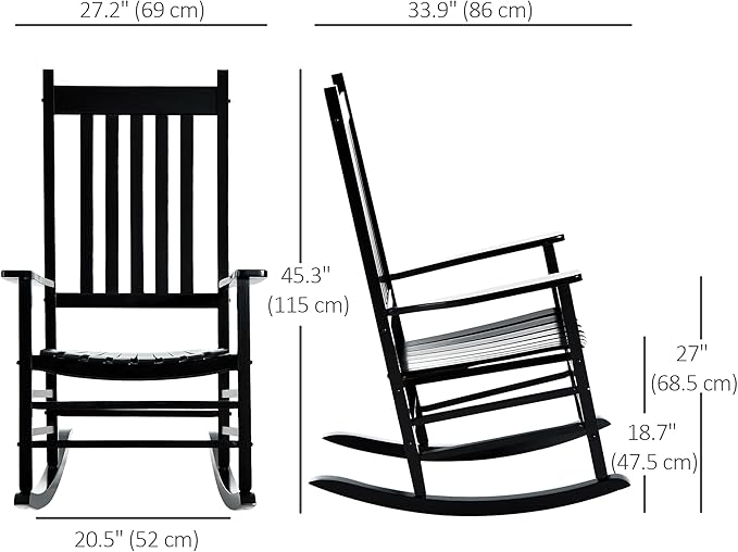 Outsunny Outdoor Rocking Chair, Patio Wooden Rocking Chair - Image 3