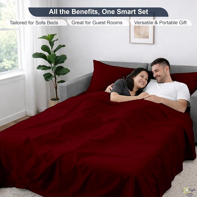 Cottington Lane Sleeper Sofa Sheets Full Size, 4 Piece Premium Quality 100% - Image 6