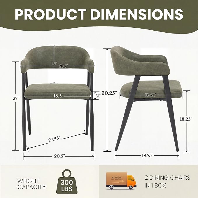 HNY Modern Dining Room Arm Chairs Set of 4, Open-Back Kitchen Side Chairs - Image 2