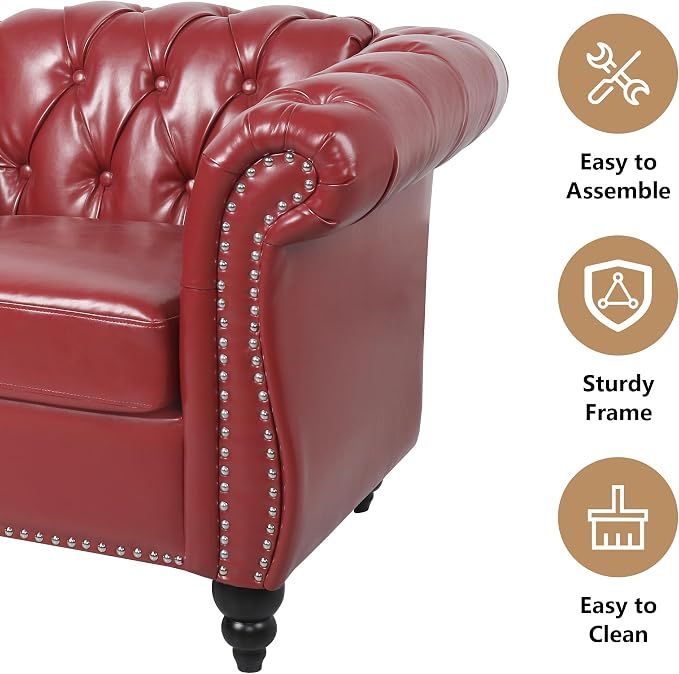 QHITTY 3 Piece Living Room Set, Sectional Chesterfield Sofa Chair Contemporary - Image 5