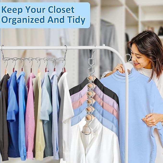 Space Saving Hangers for Clothes 3 Pack, Sturdy Metal Hangers Heavy Duty Magic - Image 6