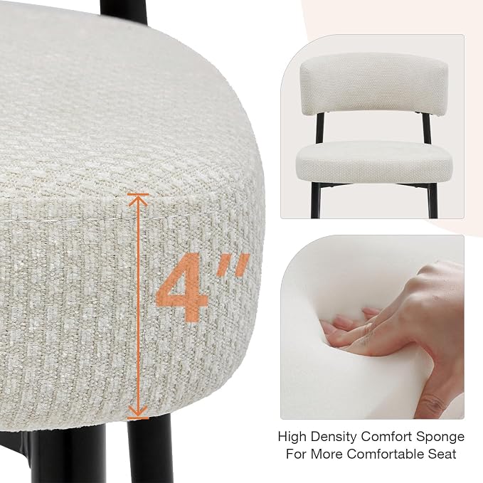 DUMOS Dining Chairs Set of 4, Mid Century Modern Chair Round Upholstered Curved - Image 7