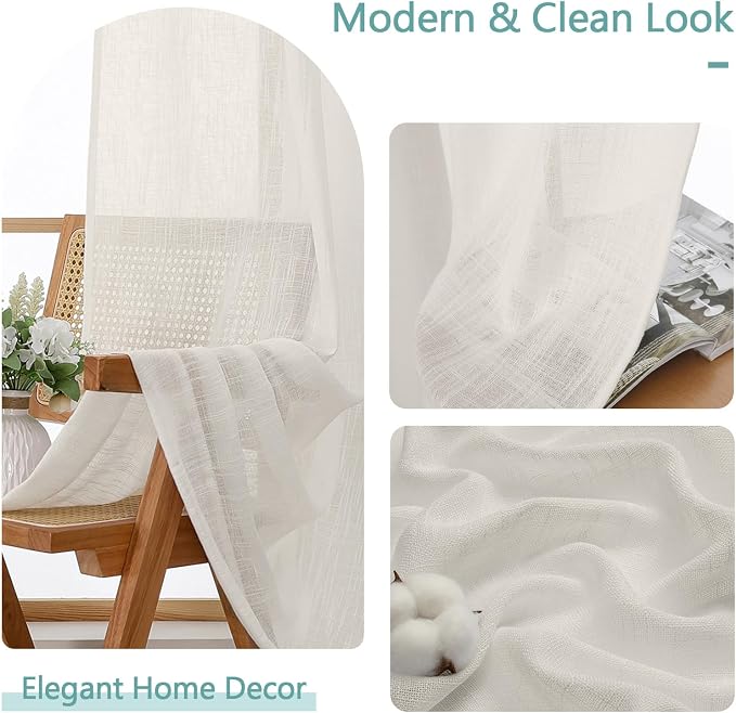 Chyhomenyc Extra Long Ivory Semi Sheer Curtains 120 Inches Long 2 Panels Set - Image 8