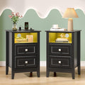Bonnlo Black Nightstand Set of 2 by Bonnlo