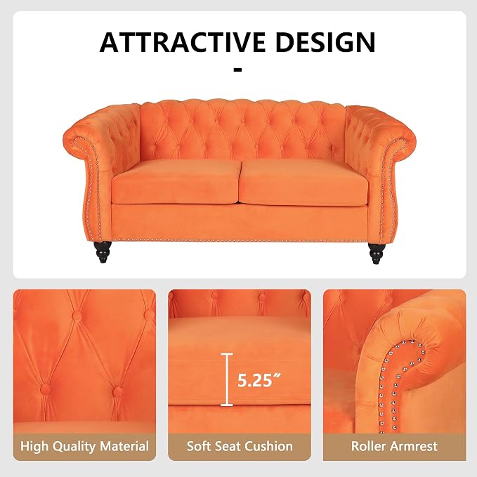 QHITTY 2 Piece Living Room Set, Sectional Chesterfield Sofa Chair Contemporary - Image 4