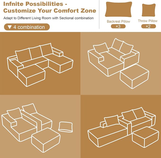 AUGOP 108" Sectional Couches for Living Room Modern Modular Sofa - Image 7