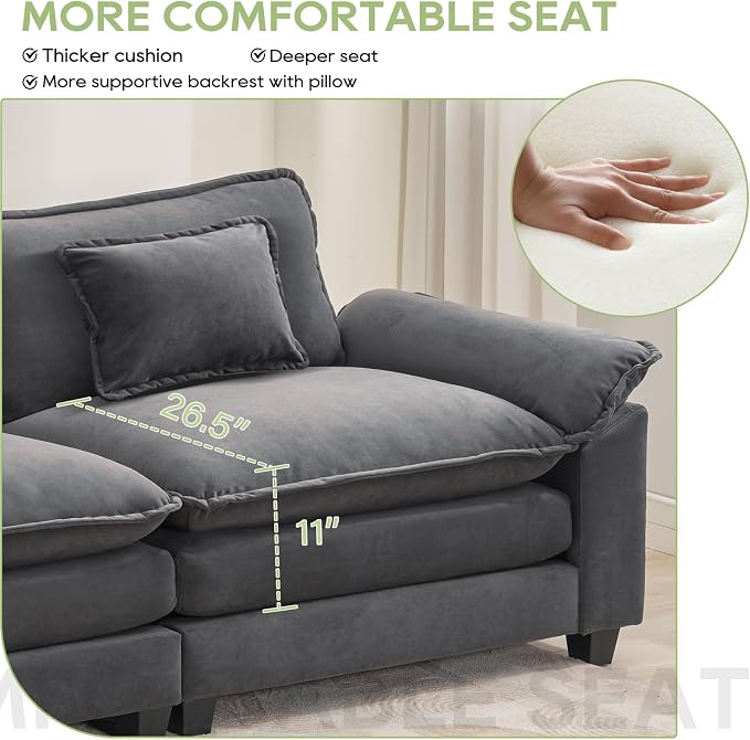 Oprisen 120" Modular Sectional Sofa, Comfy Cloud Couch Sectional Sofa - Image 4