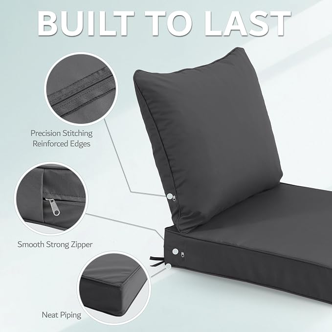 24x24 Inch Outdoor Chair Cushions Set of 2, Patio Furniture Cushions - Image 6