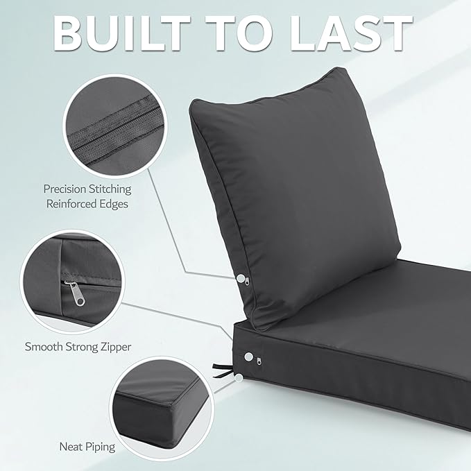 19x19 Inch Patio Chair Cushions Set of 2, Outdoor Furniture Cushions - Image 6