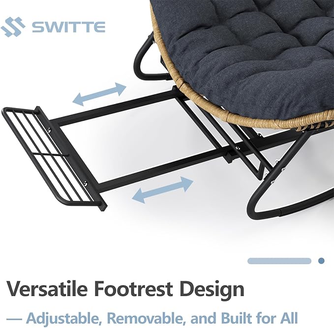 SWITTE Outdoor Papasan Rocking Chair - Image 4
