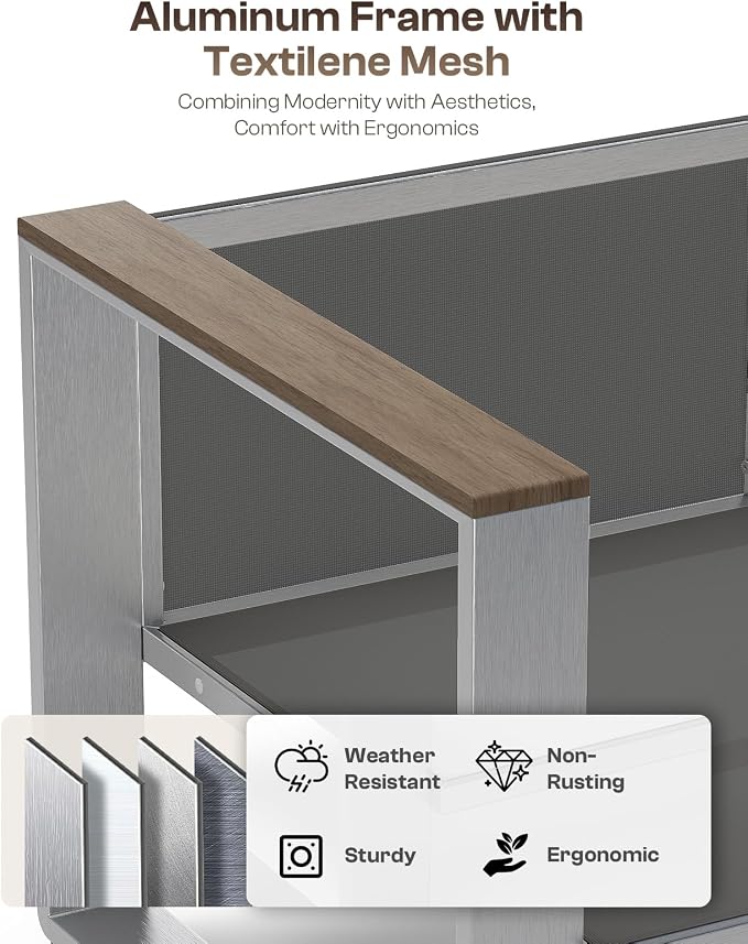 Aluminum Outdoor Furniture Set, 4 Seats Outdoor Patio Conversation Sets - Image 3