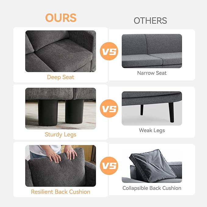 WUTUTUEE 83”Modular Convertible L Shaped Couch Set - Image 5