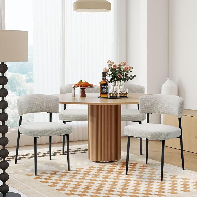 DUMOS Dining Chairs Set of 4, Mid Century Modern Chair Round Upholstered Curved by DumosLifestyle