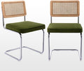 Zesthouse Natural Rattan Dining Chairs Set of 2, Olive Green Modern Kitchen by Zesthouse