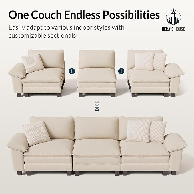 HERA'S HOUSE 124" Modular Sectional Sofa, Oversized L Shaped Couches - Image 7