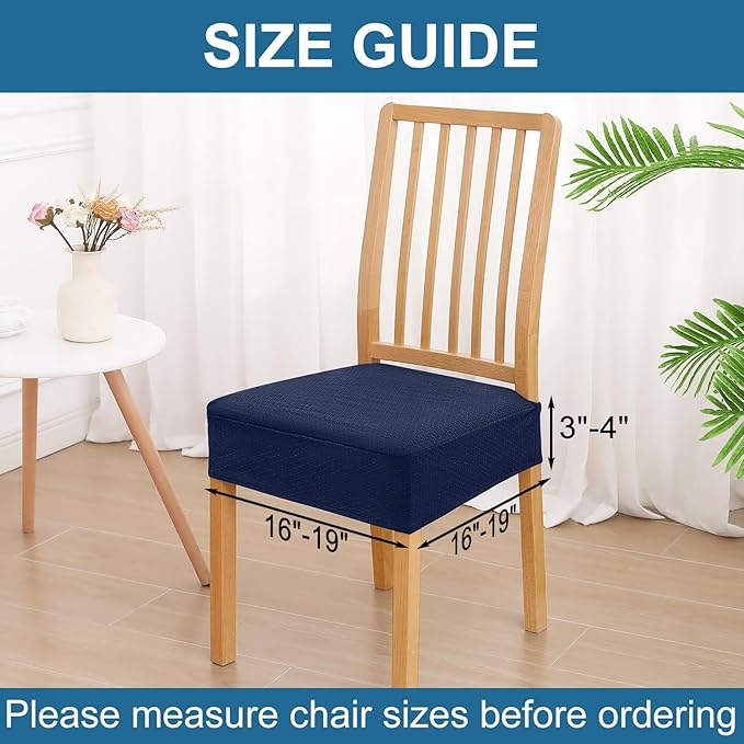 Smiry Waterproof Seat Covers for Dining Room Chairs Set of 2, Stretch Jacquard - Image 2
