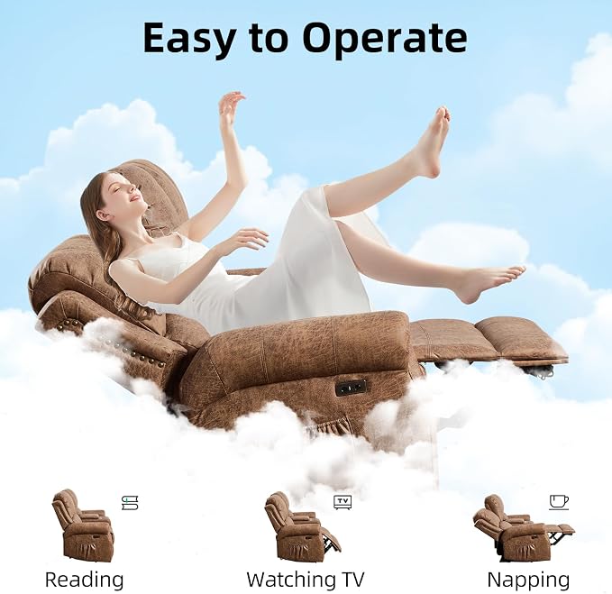 EBELLO Power Reclining Sofa for Living Room, Faux Leather 3 Seater Reclining - Image 5