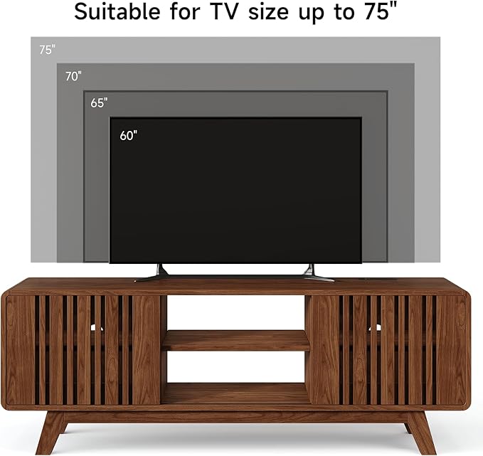 ONBRILL 63-Inch TV Stand for TVs up to 75 Inch, Mid-Century Modern Television - Image 6