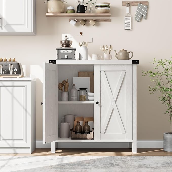 GarveeHome Small Storage Cabinet, Farmhouse Sideboard Buffet Cabinet - Image 4