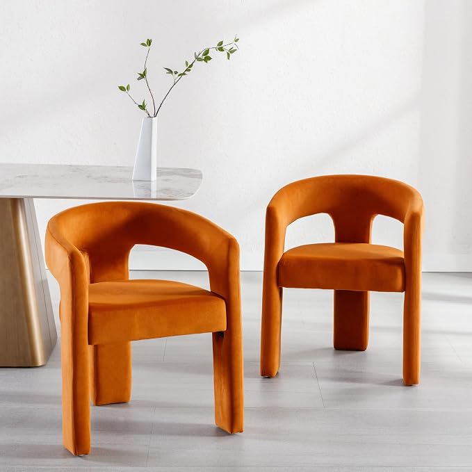 BESTANO Set of 6 Modern Velvet Fabric Upholstered Dining Chairs - Image 4