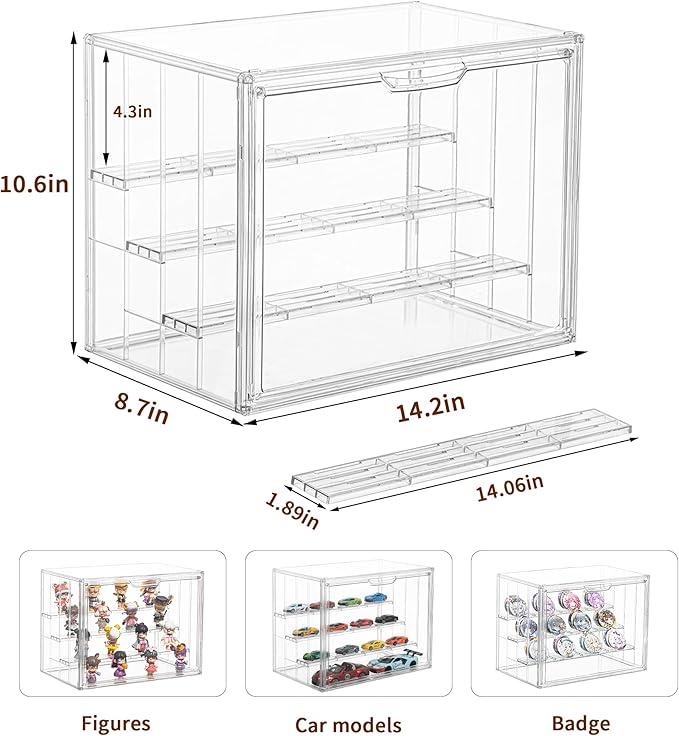 4 Pack Display Case for Collectibles 4 Layer Updated Adjustable Acrylic Display - Image 4