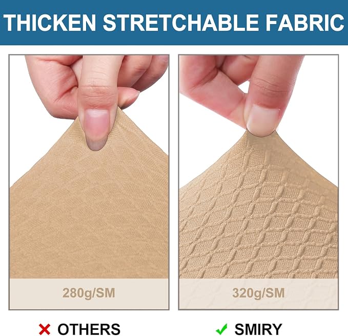 Smiry Waterproof Seat Covers for Dining Room Chairs Set of 6, Stretch Jacquard - Image 4