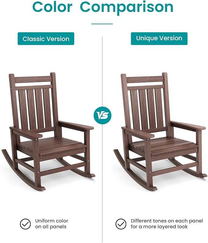 SERWALL Outdoor Rocking Chair Set of 4, HDPE Rocking Chair - Image 9