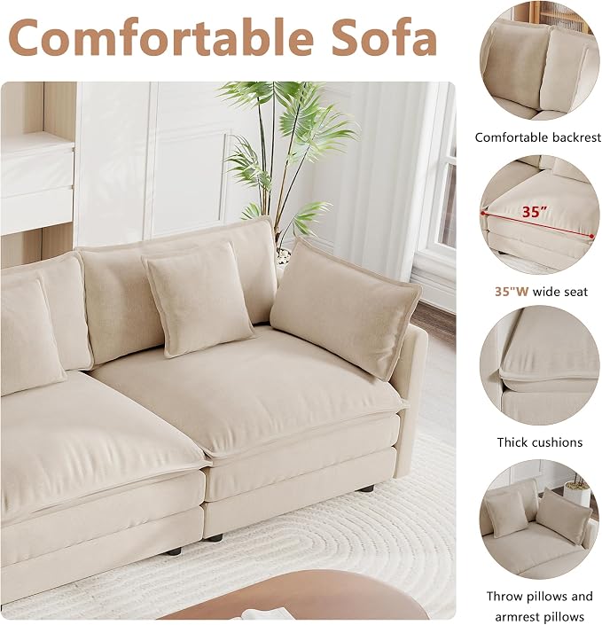mikibama Modular Sectional Sofa, 111.5 Inch L Shaped Couch Set - Image 3