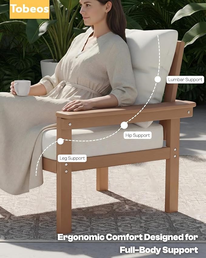 HDPE 4 Piece Patio Furniture Set, All-Weather Outdoor Couch - Image 3