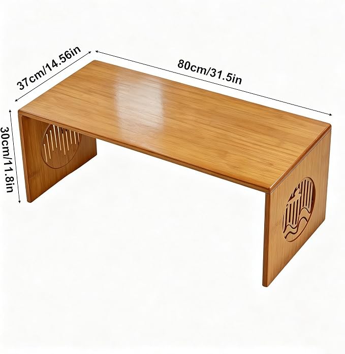 Folding Coffee Table, Japanese Floor Table, Low Bamboo Desk - Image 2