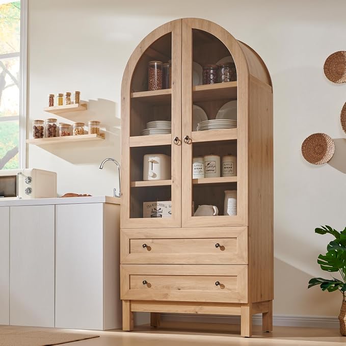 IFGET 71" Tall Arched Kitchen Pantry, Modern Farmhouse Wood Kitchens Storage by IFGETEnrichYourLivingSpace