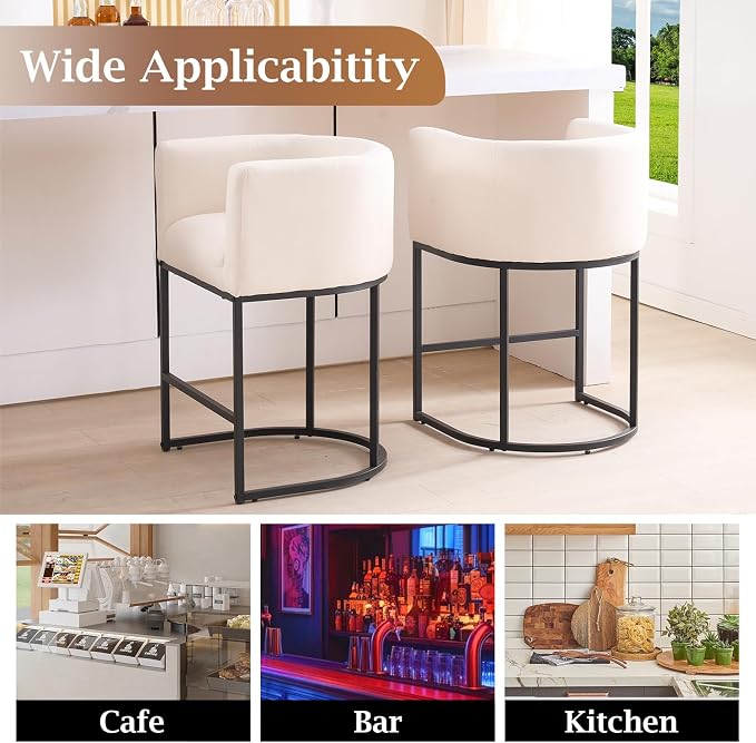 ClinQ 26" H Counter Height Bar Stools Set of 6, Modern Barrel Counter Stools - Image 4