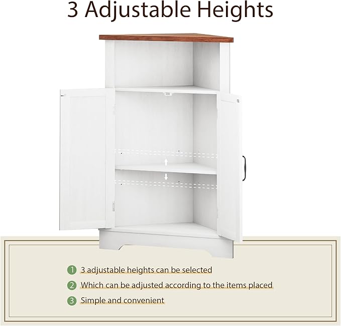 Smuxee Bathroom Corner Storage Cabinet, Farmhouse Floor Corner Cabinet - Image 4