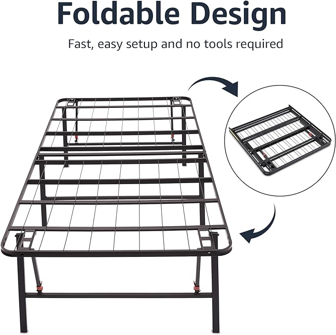 Amazon Basics Foldable Metal Platform Bed Frame, Noise-Free Mattress Foundation - Image 6