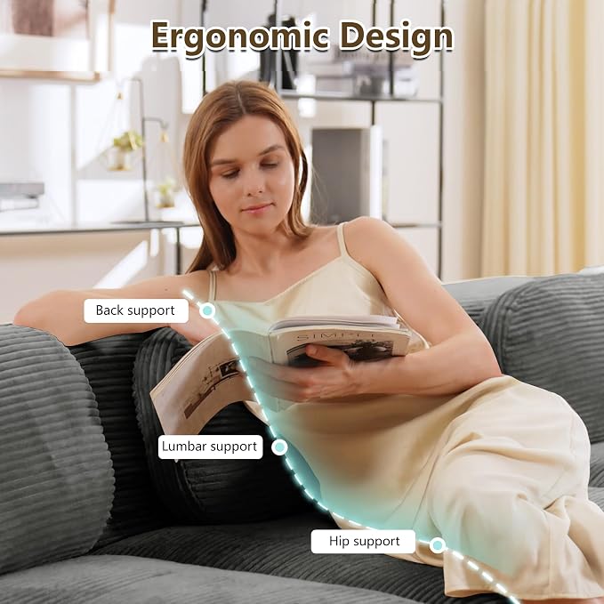 Boneless Sectional Couch, No Assembly Required, 117.3” Modular Cloud Sofa - Image 4