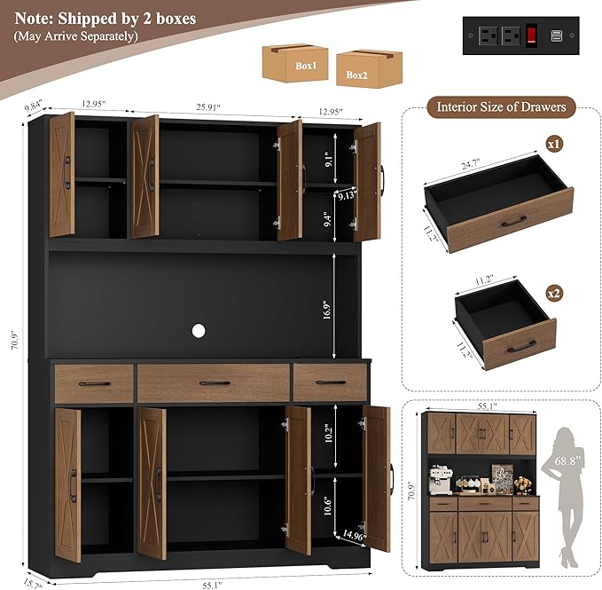HOSTACK 71" Tall Pantry Cabinet - Image 3