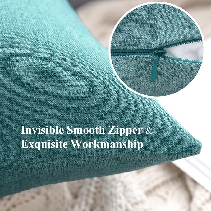 MIULEE Pack of 2 Decorative Outdoor Solid Waterproof Throw Pillow Covers Faux - Image 2