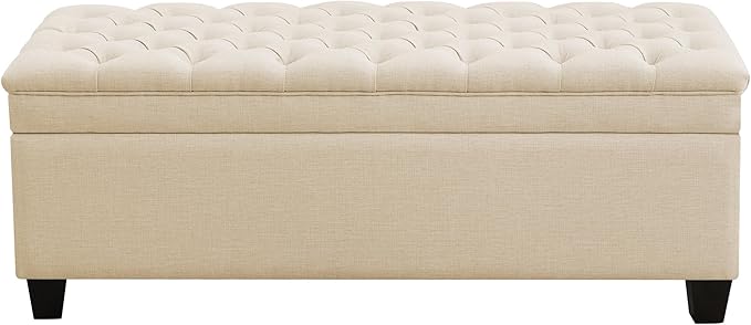 WUTUTUEE 51" Fabric Storage Ottoman Bench, Upholstered Rectangle End of Bed by WUTUTUEE