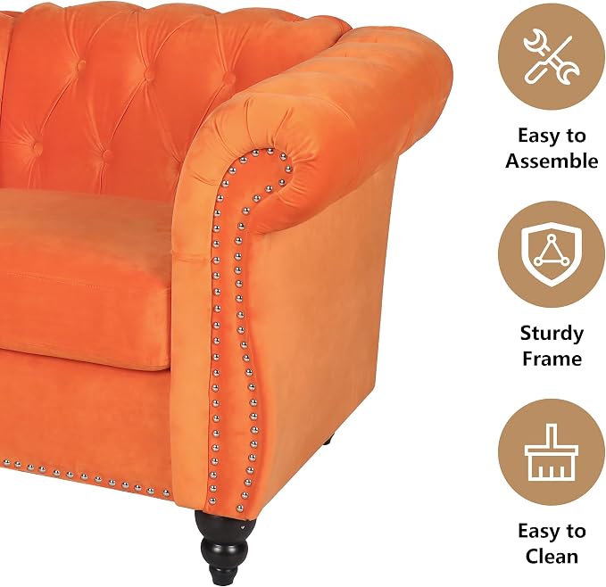 QHITTY 3 Piece Living Room Set, Sectional Chesterfield Sofa Chair Contemporary - Image 5