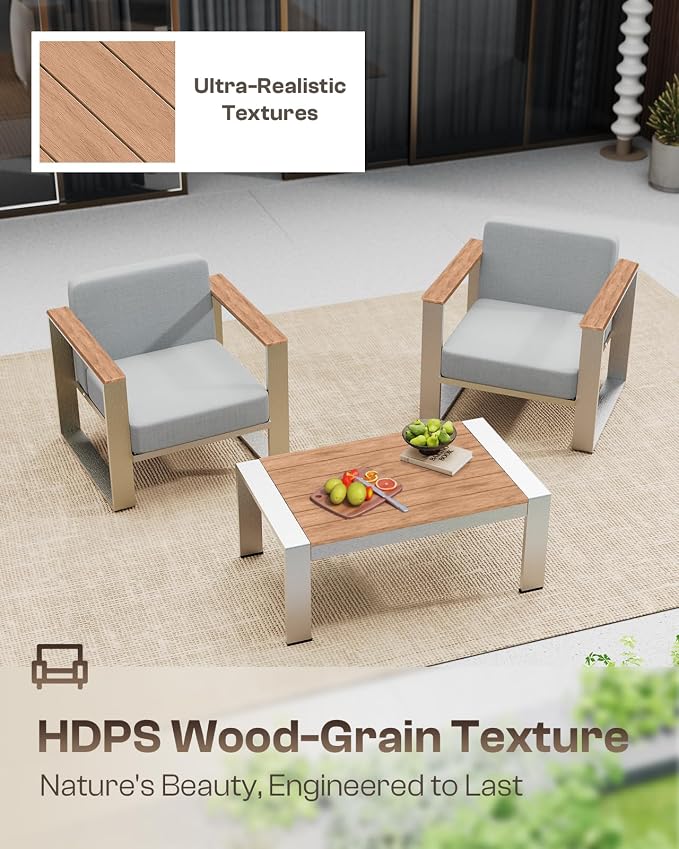 Aluminum Patio Furniture Set, 5 Seats Outdoor Patio Conversation Sets - Image 3